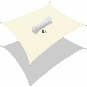 Vounot - Voile d'ombrage Rectangulaire Imperméable Polyester avec Corde 3x2m Beige - Publicité