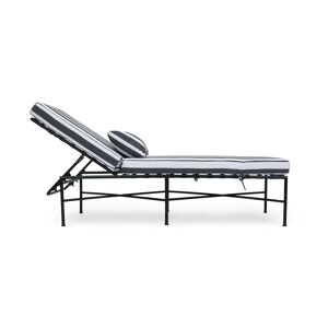 NV GALLERY Chaise longue outdoor BEL AIR Bain de soleil Tissu waterproof noir blanc metal noir L198 Blanc Noir