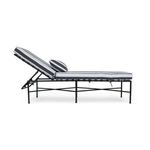 NV GALLERY Chaise-longue outdoor BEL AIR - Bain de soleil, Tissu waterproof noir-blanc & metal noir, L198 Blanc / Noir