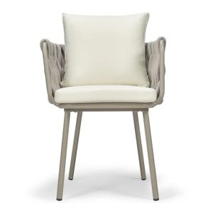 NV GALLERY Chaise d'extérieur HAMPTONS - Chaise outdoor, Blanc écru cordage & métal, 65x85 Ecru / Blanc