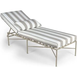 NV GALLERY Chaise-longue outdoor BEL AIR - Bain de soleil, Rayures taupe waterproof & metal taupe, L198 Blanc / Taupe