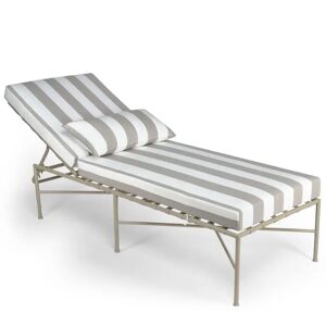 NV GALLERY Chaise-longue outdoor BEL AIR - Chaise-longue outdoor, Rayures taupe waterproof & métal taupe, L198 Blanc / Taupe