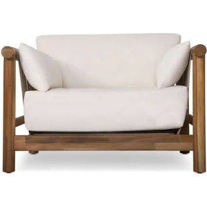 NV GALLERY Fauteuil outdoor BEXLEY - Fauteuil outdoor, Blanc waterproof & bois d'acacia Blanc / Marron - Publicité