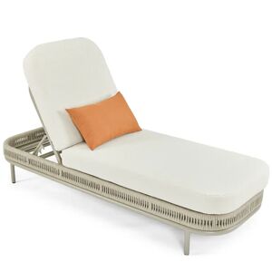 NV GALLERY Chaise-longue outdoor FLORENTINO - Bain de soleil, Blanc/terracotta waterproof & metal taupe, L200 Blanc / Terracotta / Taupe