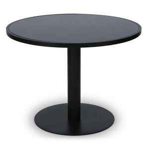 NV GALLERY Table à manger d'extérieur ECHO - Table à manger outdoor, pour 4 personnes, Verre noir & métal noir, Ø100 Noir