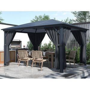 Vente-unique.com Tonnelle gazebo en aluminium 3 x 3,95 m 11,8 m² avec rideaux - RADELA