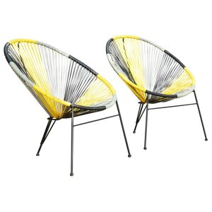 MYLIA Lot de 2 fauteuils de jardin en fils de résine tressés - Jaune, gris, noir - ALIOS II de MYLIA