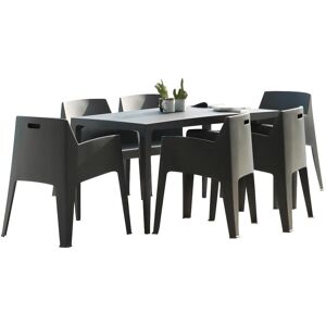 Salle à manger de jardin : Table + 6 fauteuils - Polypropylène - Anthracite - SOROCA