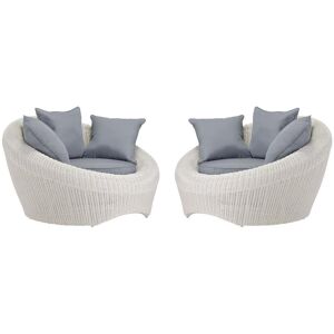 Lot de 2 fauteuils de jardin en resine tressee ecru - WHITEHEAVEN de MYLIA