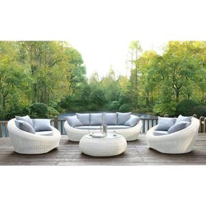 Salon de jardin en resine tressee ecru canape 2 fauteuils et table basse WHITEHEAVEN de MYLIA