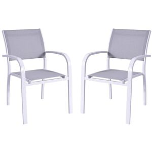 Lot de 2 fauteuils de jardin empilables en aluminium et textilène - Assise grise - PAIA de MYLIA