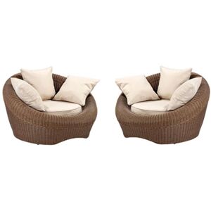 Vente-unique.com Lot de 2 fauteuils de jardin en resine tressee caramel - WHITEHEAVEN de MYLIA