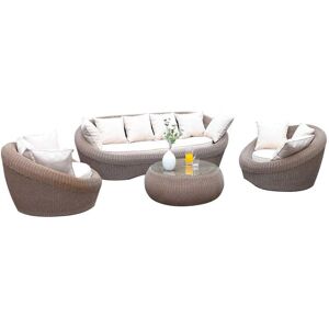 Vente-unique.com Salon de jardin en resine tressee caramel: canape, 2 fauteuils et table basse - WHITEHEAVEN de MYLIA