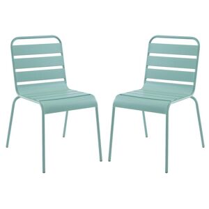 Lot de 2 chaises de jardin empilables en metal Vert amande MIRMANDE de MYLIA