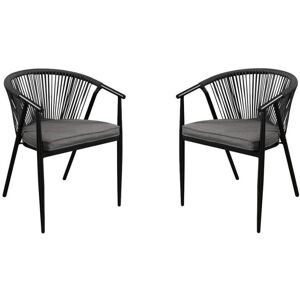 MYLIA Lot de 2 fauteuils de jardin empilables PORTOFINO en aluminium et cordes de MYLIA