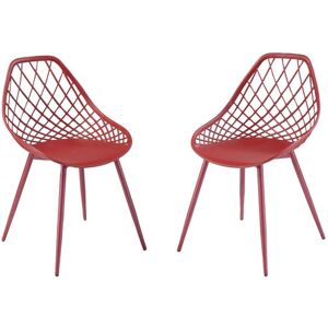 MYLIA Lot de 2 chaises de jardin en polypropylène avec pieds en métal - Terracotta - MALAGA de MYLIA