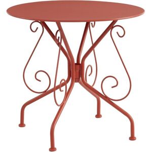 Vente-unique.com Table de jardin D.80 cm en metal facon fer forge - Terracotta - GUERMANTES de MYLIA