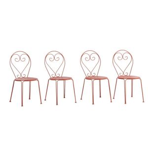 Vente-unique.com Lot de 4 chaises de jardin empilables en metal facon fer forge - Terracotta - GUERMANTES de MYLIA