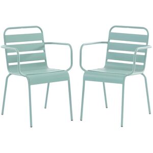 Lot de 2 fauteuils de jardin empilables en metal Vert amande MIRMANDE de MYLIA