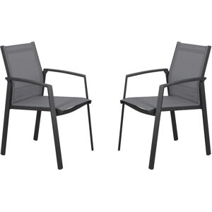 Vente-unique.com Lot de 2 fauteuils de jardin empilables en aluminium - Anthracite - PALOAS