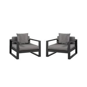 MYLIA Lot de 2 fauteuils de jardin en aluminium - Anthracite - MOLOKAI de MYLIA
