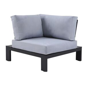 MYLIA Fauteuil d'angle de jardin noir en aluminium avec coussins gris - 90 x 90 x 71 cm - MENDOZA de MYLIA