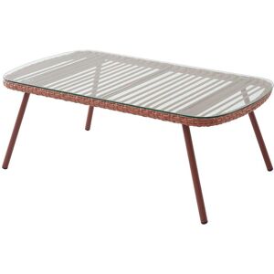 MYLIA Table basse de jardin en résine tressée - Terracotta - LOUSINI de MYLIA