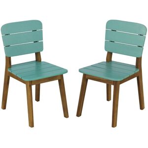 Lot de 2 chaises de jardin pour enfant en acacia bleu GOZO de MYLIA