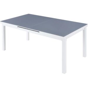 Vente-unique.com Table de jardin extensible en aluminium et verre trempe grise et blanche 4 a 8 couverts - L. 180/240 cm - LINOSA de MYLIA