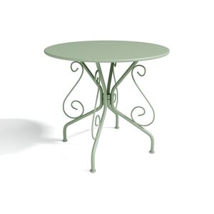Table de jardin D.80 cm en métal façon fer forgé - Vert amande - GUERMANTES de MYLIA - Publicité