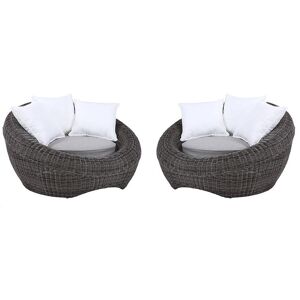 MYLIA Lot de 2 fauteuils de jardin en résine tressée gris - WHITEHEAVEN de MYLIA