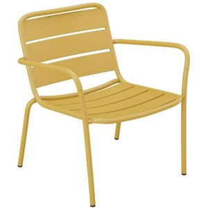 MYLIA Fauteuil bas de jardin empilable en métal - Jaune moutarde - MIRMANDE de MYLIA