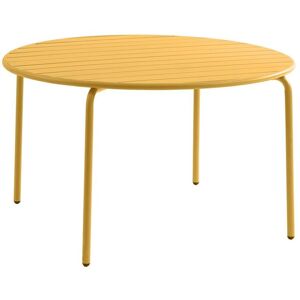 Table ronde de jardin D110cm en metal Jaune moutarde MIRMANDE de MYLIA