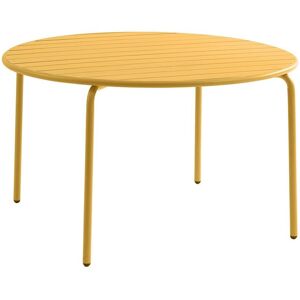 MYLIA Table ronde de jardin D.110cm en métal - Jaune moutarde - MIRMANDE de MYLIA