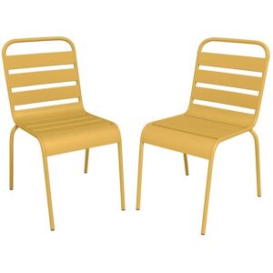 Lot de 2 chaises de jardin empilables en metal Jaune moutarde MIRMANDE de MYLIA