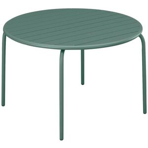 MYLIA Table ronde de jardin D.130 cm en métal - Vert amande - MIRMANDE de MYLIA