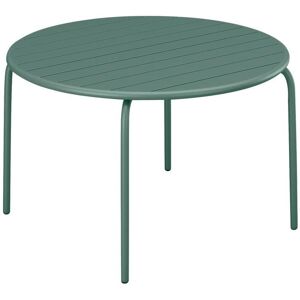 MYLIA Table ronde de jardin D.130 cm en métal - Vert amande - MIRMANDE de MYLIA