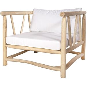 MYLIA Fauteuil de jardin en teck avec coussins - Naturel clair et blanc - TULUM de MYLIA