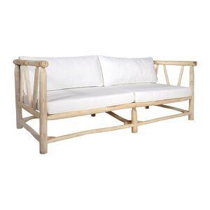 Canape de jardin 3 places en teck avec coussins Naturel clair et blanc TULUM de MYLIA