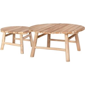 Lot de 2 tables basses de jardin en teck Naturel clair TULUM de MYLIA