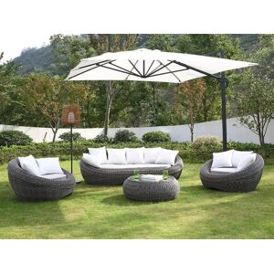 MYLIA Salon de jardin en résine tressée gris : canapé, 2 fauteuils et table basse - WHITEHEAVEN de MYLIA