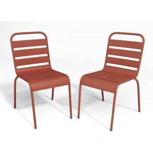 Lot de 2 chaises de jardin empilables en metal - Terracotta - MIRMANDE de MYLIA