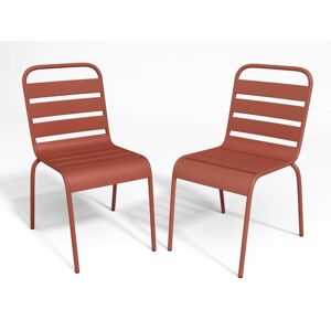 MYLIA Lot de 2 chaises de jardin empilables en métal - Terracotta - MIRMANDE de MYLIA