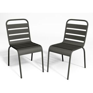 Lot de 2 chaises de jardin empilables en metal Gris fonce MIRMANDE de MYLIA