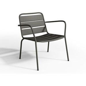 MYLIA Fauteuil bas de jardin empilable en métal - Gris foncé - MIRMANDE de MYLIA