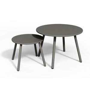 Tables gigognes de jardin en metal - Gris fonce - MIRMANDE de MYLIA