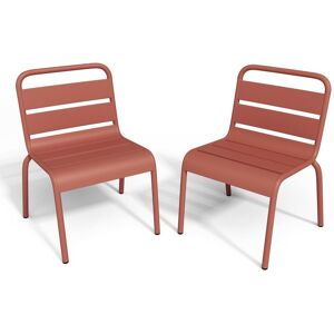 MYLIA Lot de 2 chaises de jardin empilables pour enfants en métal - Terracotta - POPAYAN de MYLIA