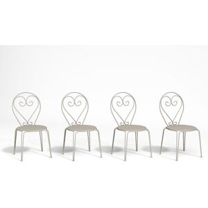 Lot de 4 chaises de jardin empilables en metal facon fer forge Beige GUERMANTES de MYLIA