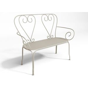 Banc de jardin en metal facon fer forge Beige GUERMANTES de MYLIA