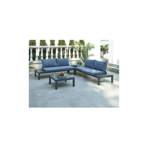Salon de jardin modulable en aluminium : 1 canape d'angle + 1 table basse - Anthracite - RISILI de MYLIA